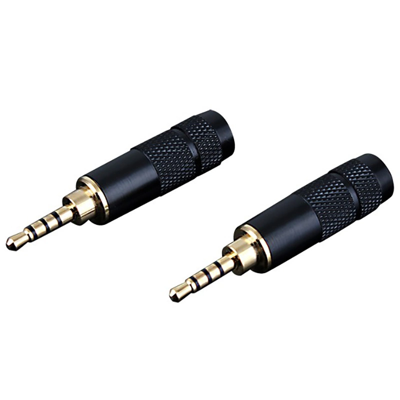 Conector de soldadura de tomada de 2,5 mm e 4 pólos adaptador de áudio ficha banhada a ouro