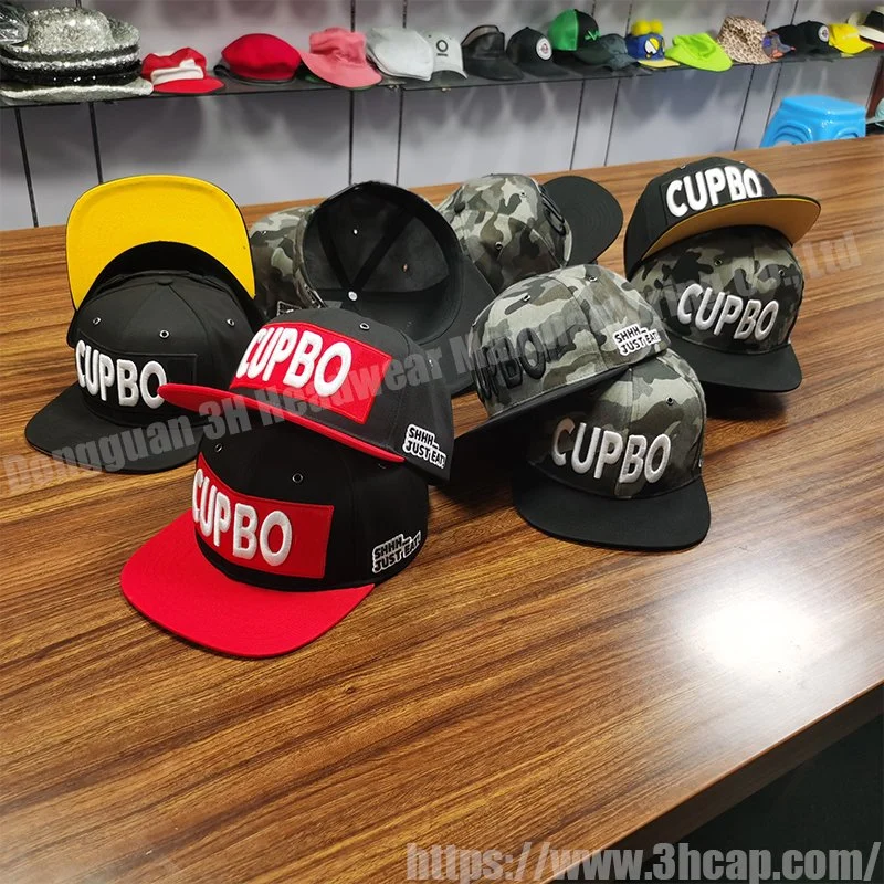 3hcap Moda de alta calidad plana Brim Béisbol Gorras personalizado Gorras de cierre de broche en blanco