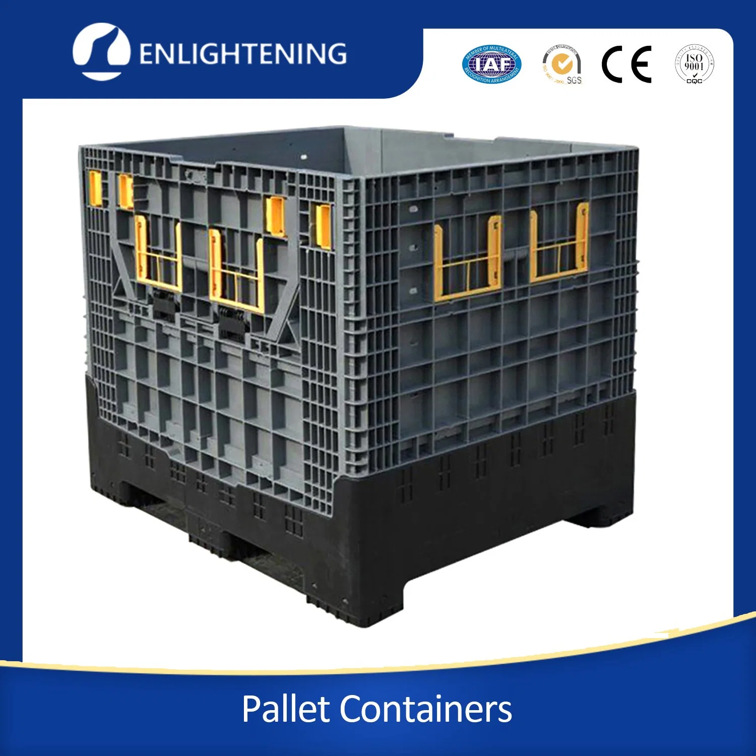 1210 Large Foldable Plastic Packaging Bulk Pallet 4 Ways Entry Rackable Storage Box Container