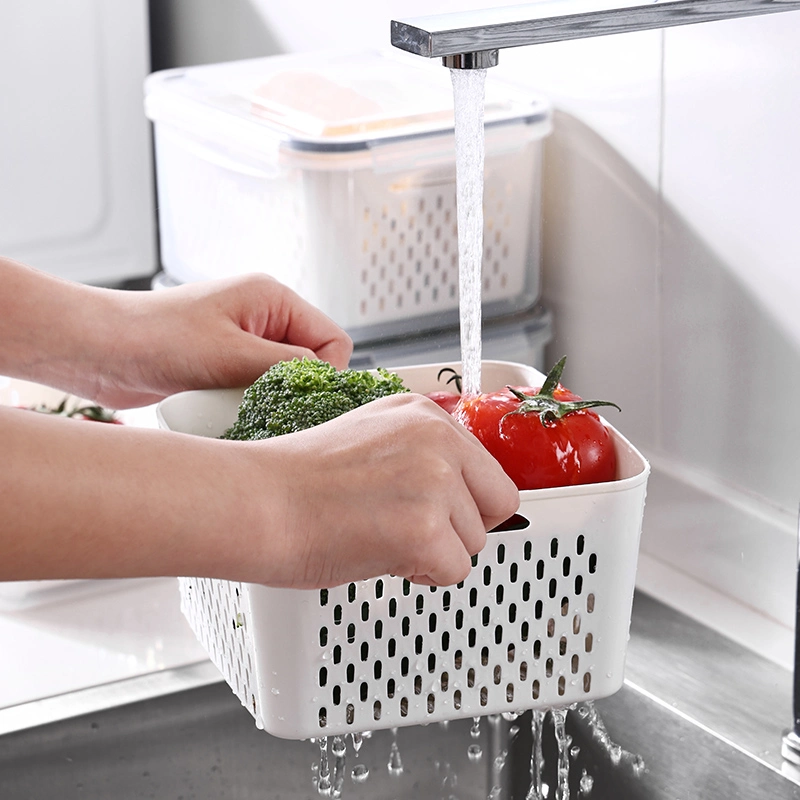 Ensemble de récipients de stockage réutilisables avec boîte de conservation pour panier de fruits, ensemble de cuisine avec bac à légumes en plastique