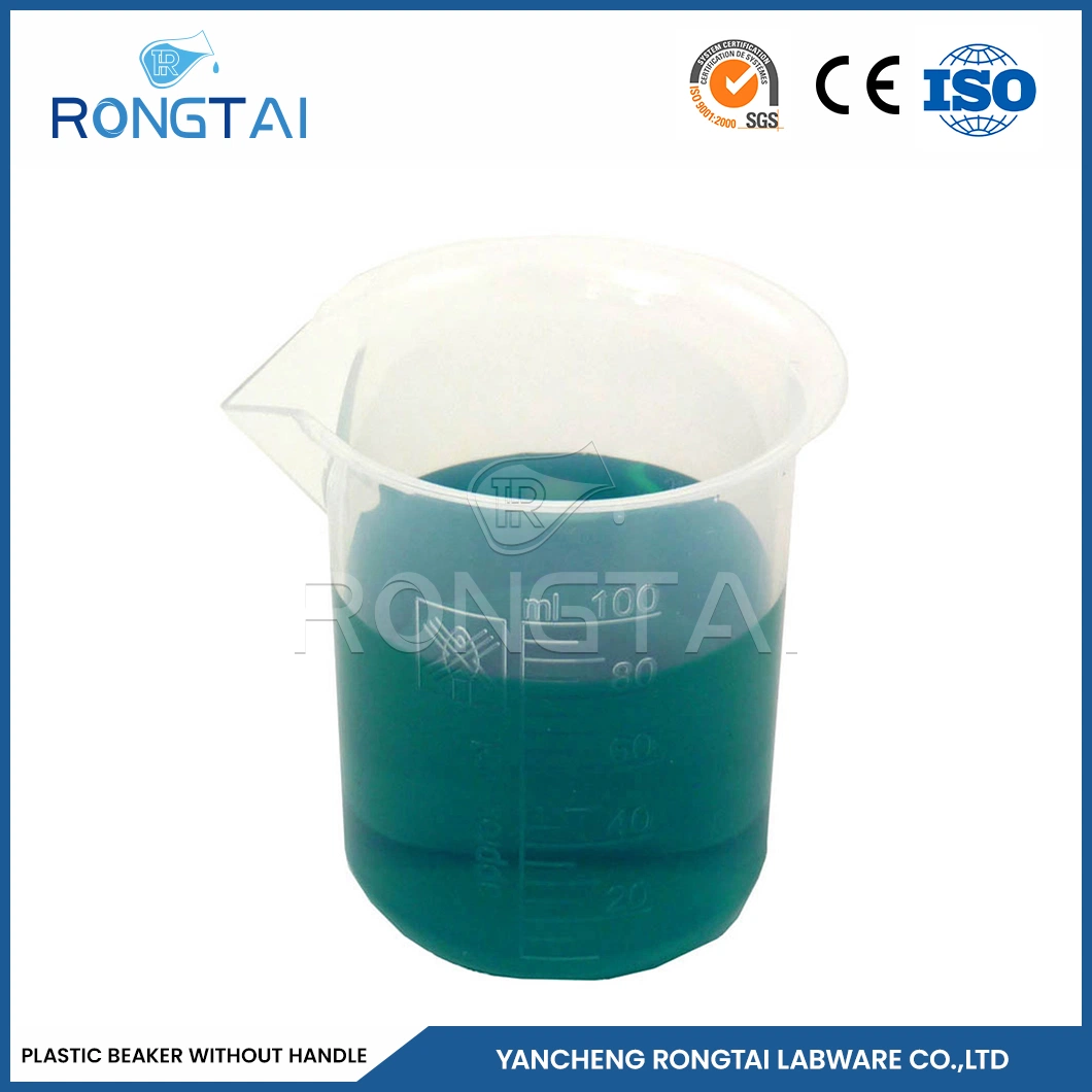 Rongtai Laboratório médico profissional plástico fabricantes Plasticware PP copo plástico Para o laboratório China, 50 ml, 100 ml, 150 ml, copo de plástico transparente