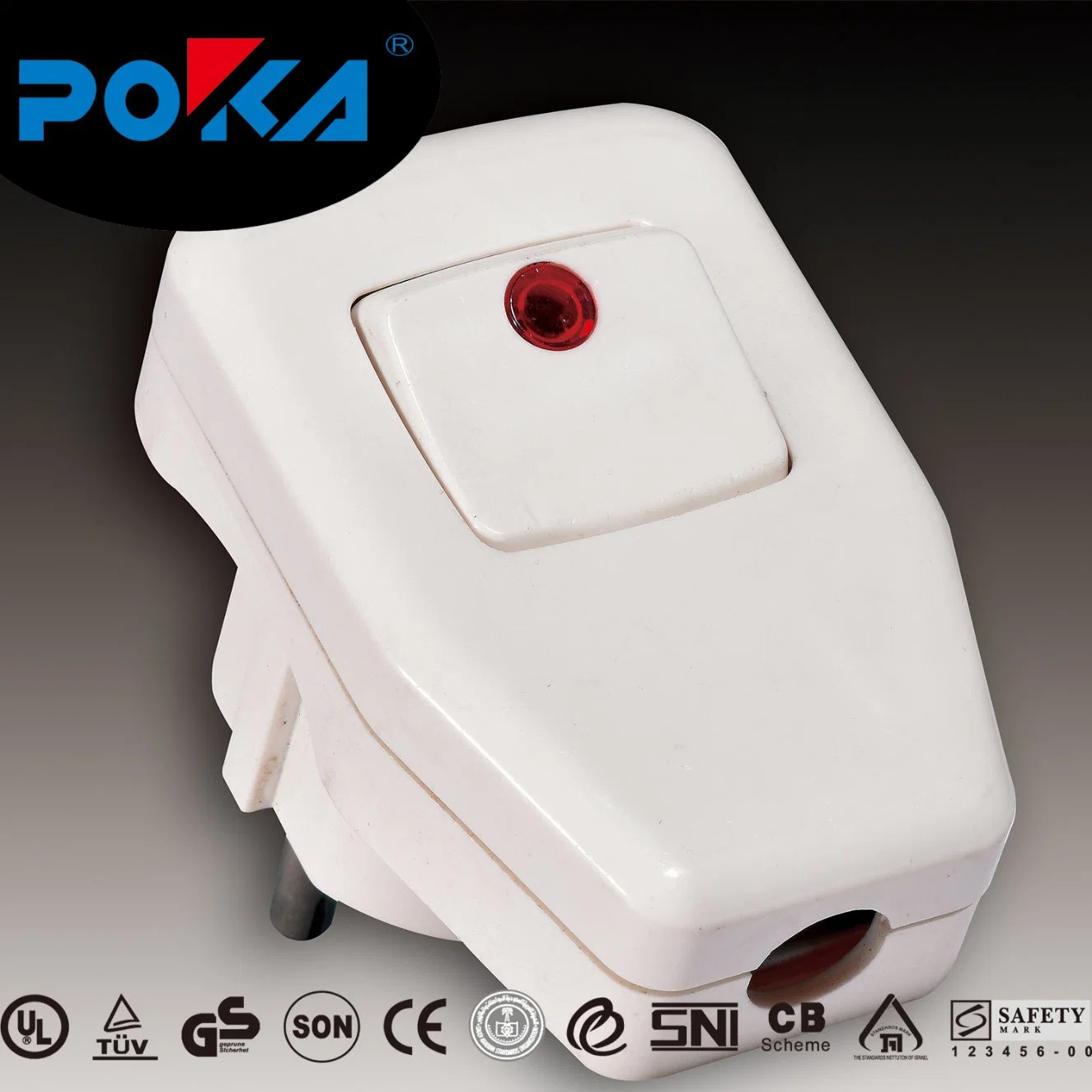 13A 250V~ BS1363/Ms589/Ss145/Saso2203 Poka 20 PCS/Gift Box, 400 PCS/Carton Wall Switch AC Plug