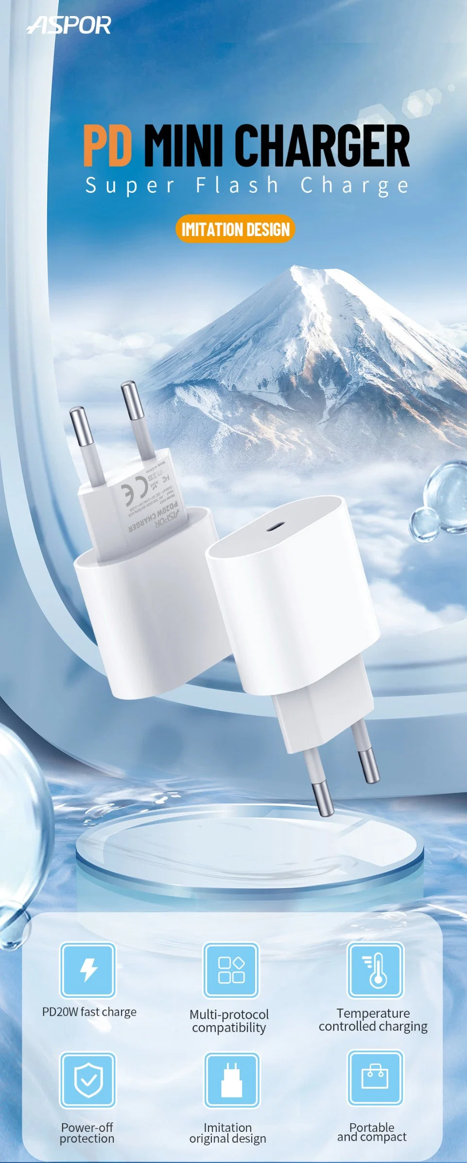 Factory Wholesale/Supplier Pd20W Fast Charging Adapter Cargador Rapido for Ios/Andriod Fast Charger