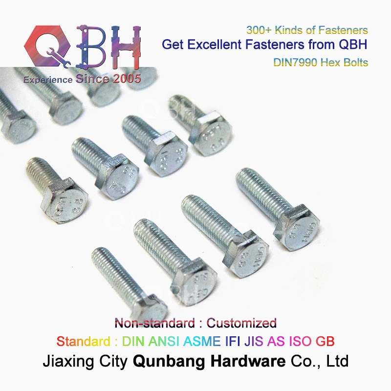 Qbh DIN7990 Plain Black Yellow Blue Zinc Nickle Plated HDG Hot DIP Galvanizing Chrome Plating Steel Structure Hex Bolt Construction Building Fastener Fittings