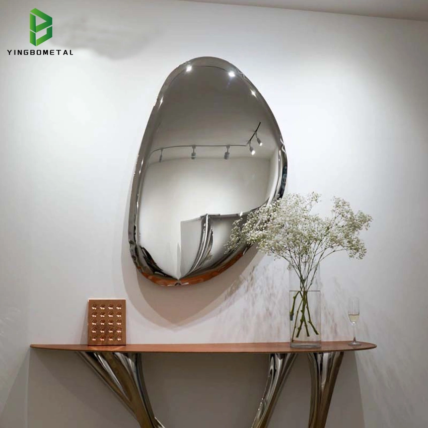 Hotel Home Decor Indoor Water Drop Metal Mirror Stone Wall Decoration