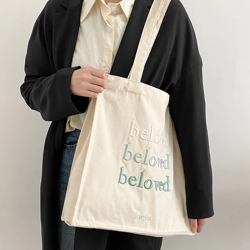 Custom Cotton Canvas Embroidery Tote Bag Women Tote Bag