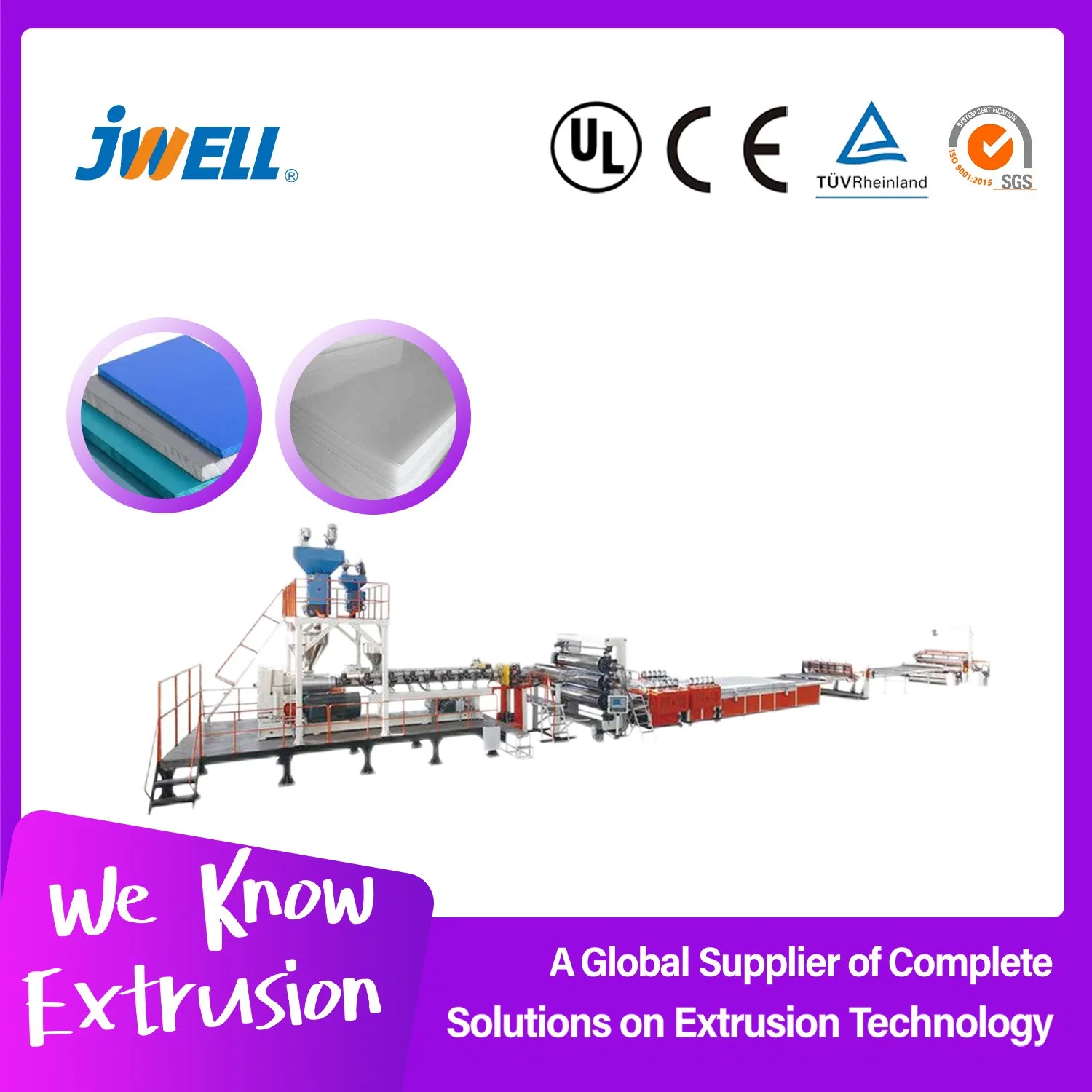 Jwell ABS Thick Plate/Sheet/Board/Film/Tray/Panel Extrusion Making Machine Used in Machinery Chemical Equipment