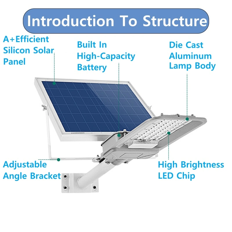 Light Messenger OEM High quality/High cost performance  100W Lighting Security Waterproof IP66 Outdoor Remote Control LED Street Solar Lamp with Pole