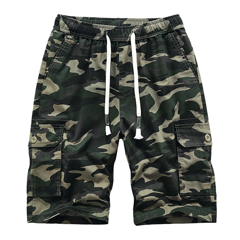 La carga de algodón de los hombres Streetwear Shorts cintura elástica Bermudas la longitud de la rodilla ligera delgada corto verano hombres