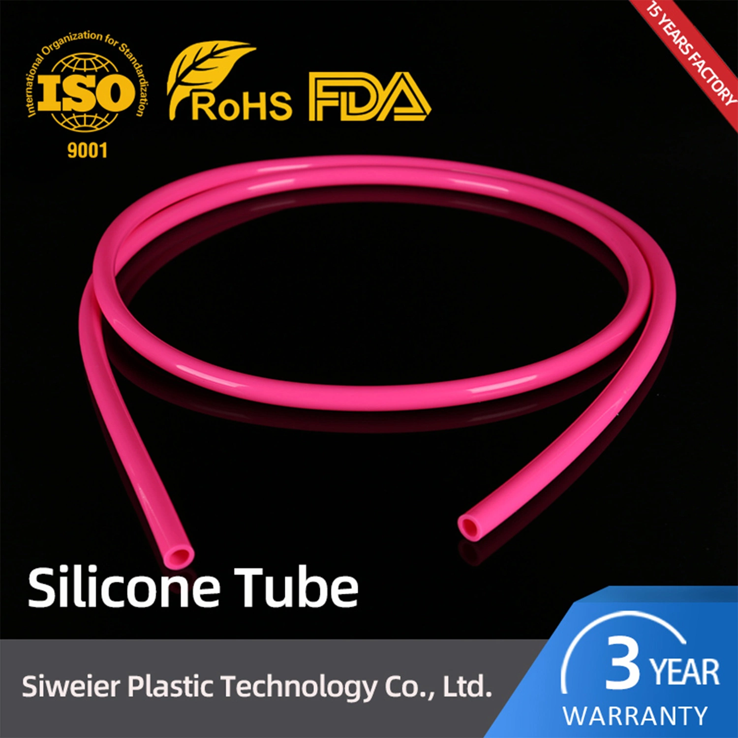 Tuyau en caoutchouc de silicone flexible, non toxique, résistant aux températures élevées et coloré en gros.