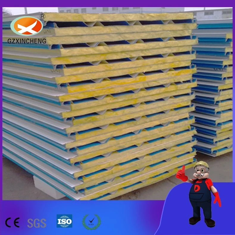 Taller sin polvo aislamiento de temperatura material de construcción Rock Wool Sandwich Panel