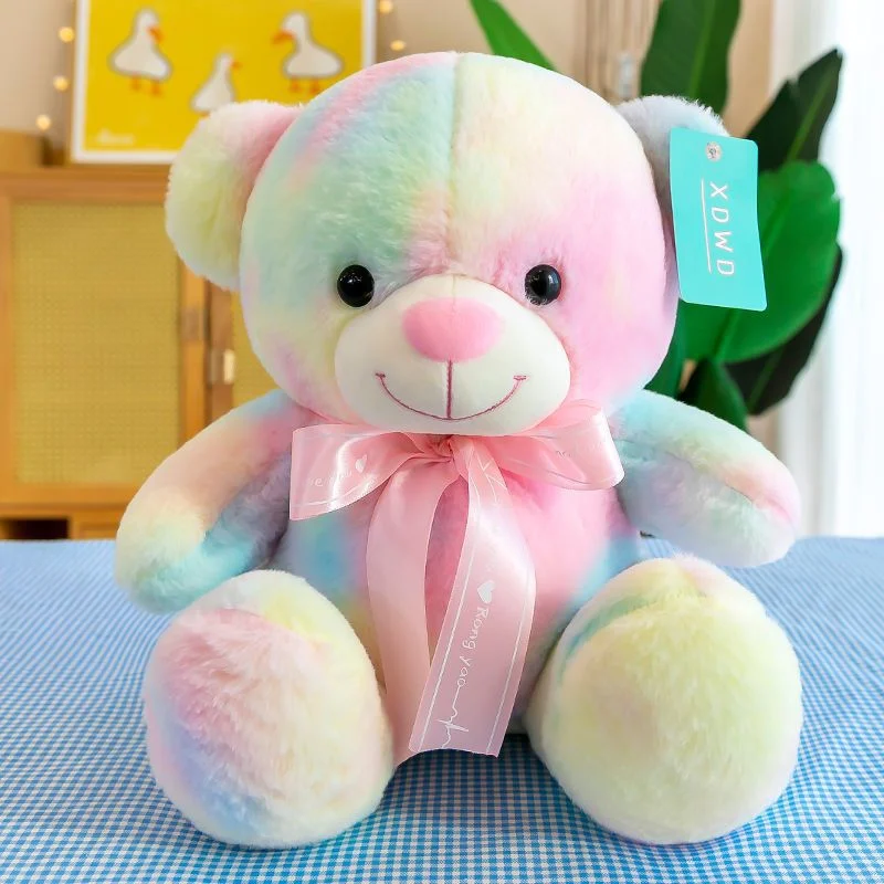 2023 New Design Custom Plush Stuffed Colorful Rainbow Teddy Bear Toy