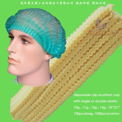 Disposable Detectable Non-Woven Clip Mob Cap with Metallic Strip