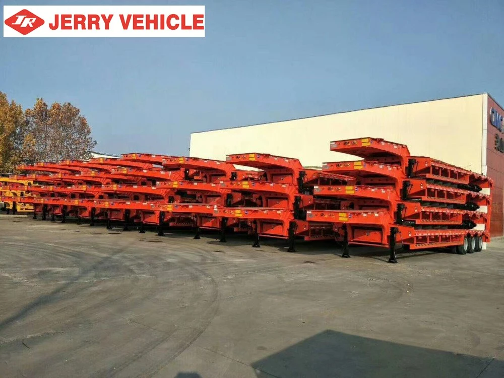 Bajo la cama Semi-Trailer Carga frontal de 80 toneladas de cuello de cisne desmontable Lowbed Lowboy tráiler