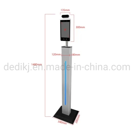 Floor Stand 8 Inch LCD Forehead Temperature Measurement Player with Built-in Temperature Detection Display and Voice Prompt Sys