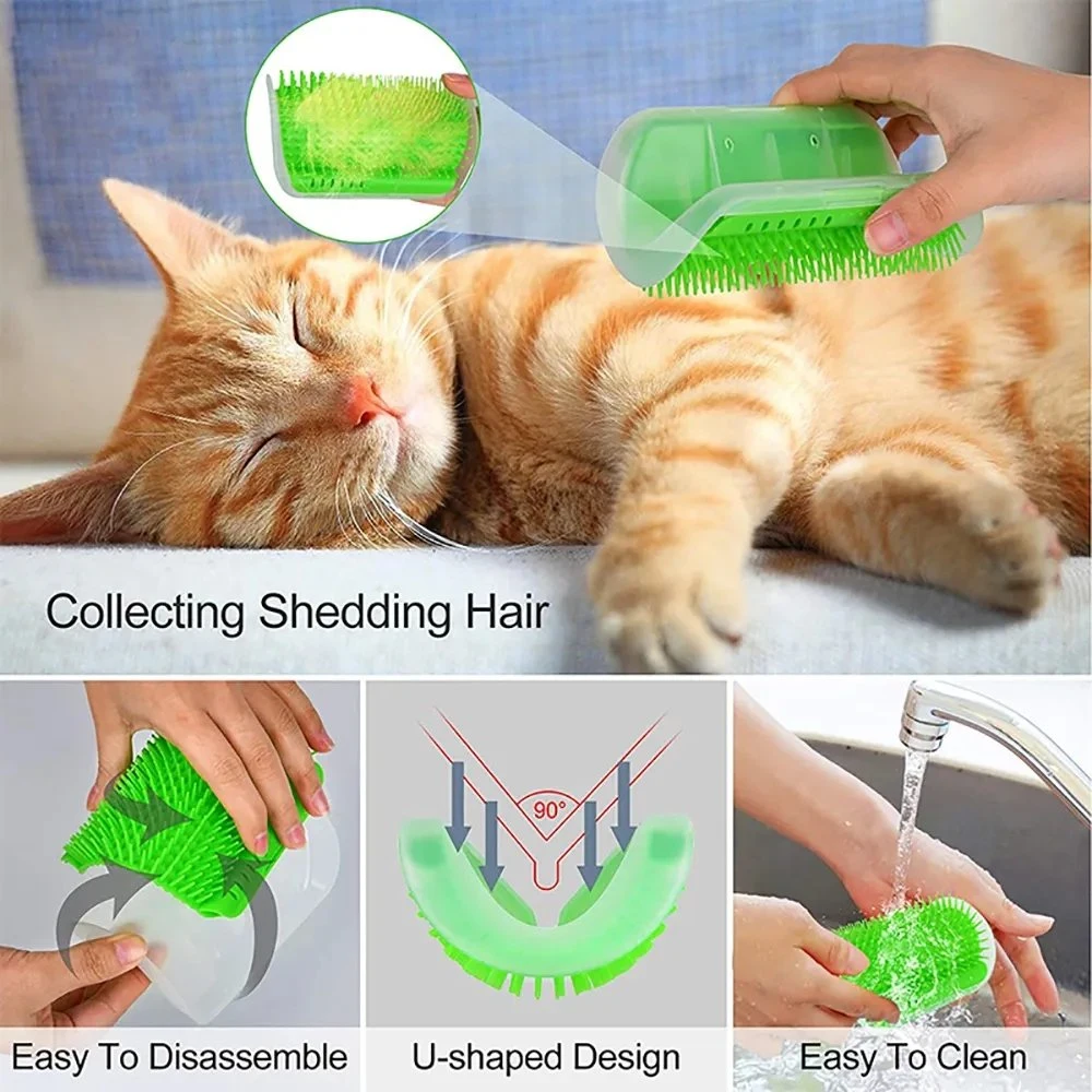 Removable Cat Corner Scratching Rubbing Brush Pet Hair Removal Massage Comb Pet Grooming Cleaning Supplies