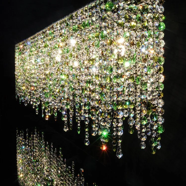 Custom Villa Living Room Hanging Crystal Chandeliers Ceiling Luxury Square Pendant Light
