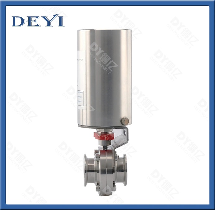 Deyi Stainless Steel Sanitary Pneumatic Single Acting Threaded Butterfly Valve