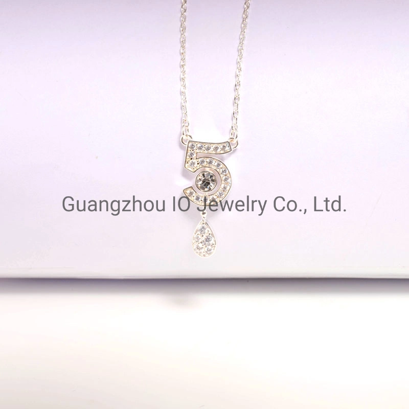 Number 1 to 9 Letter Design Charm Necklace Diamond Jewelry