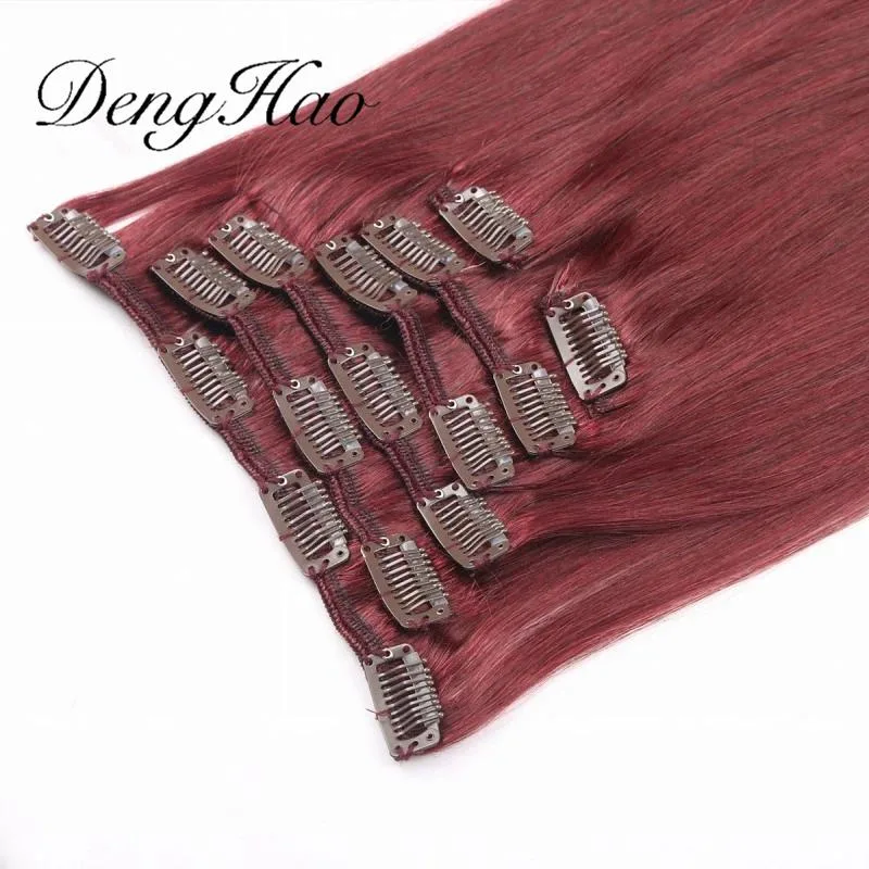 Full Head Top Quality 100% Human Hair Clip in Hair Extensions