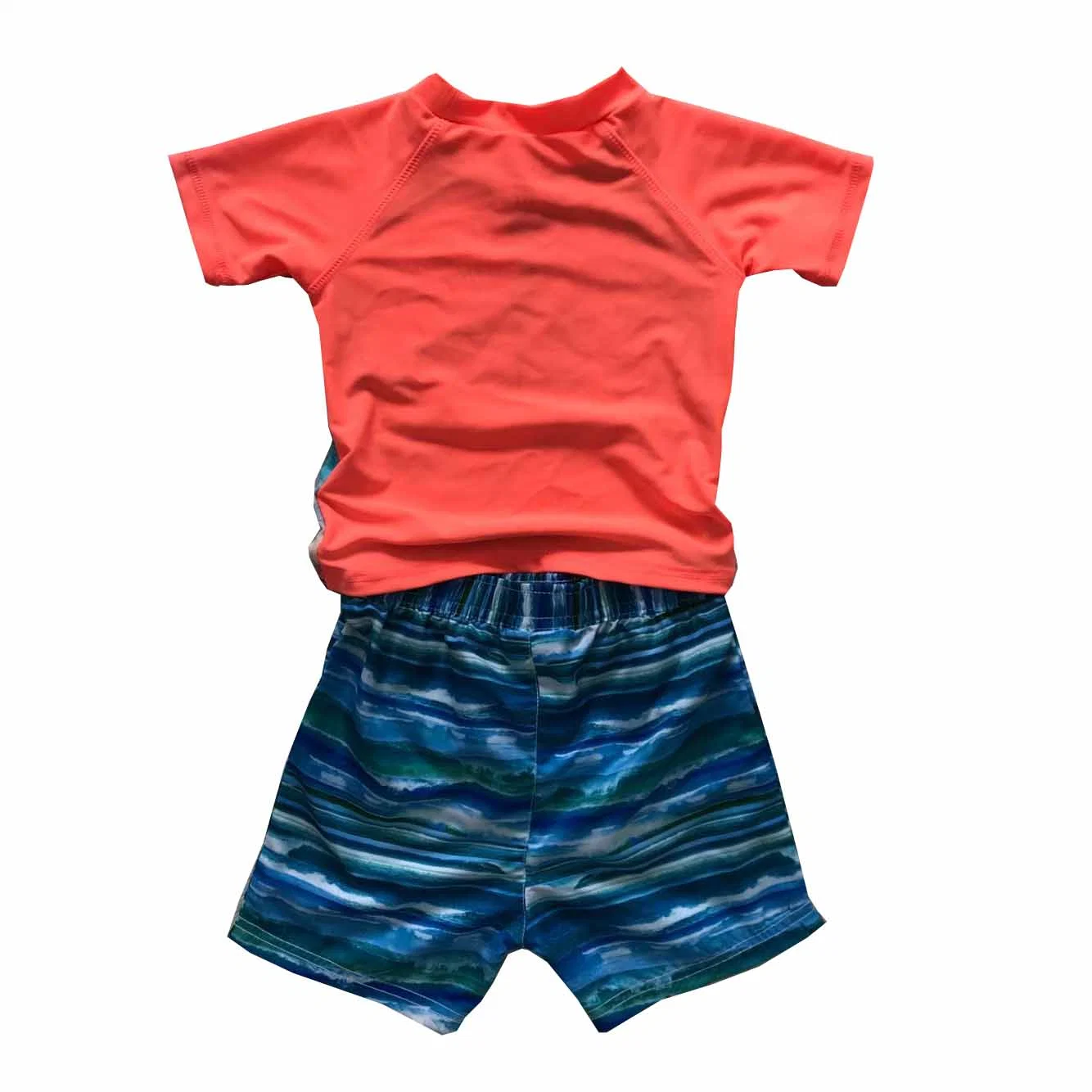 Bañador de dos piezas del muchacho Swimwwear niño/ Big Kid protector de la erupción de manga corta para protegerse del sol Sunsuit Swim Shirt y troncos 2-8 años