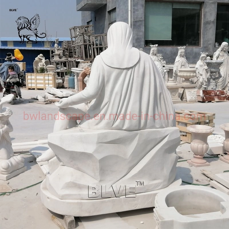 Blve Outdoor Handcarved Catholic Religious White Marble Pieta Statues