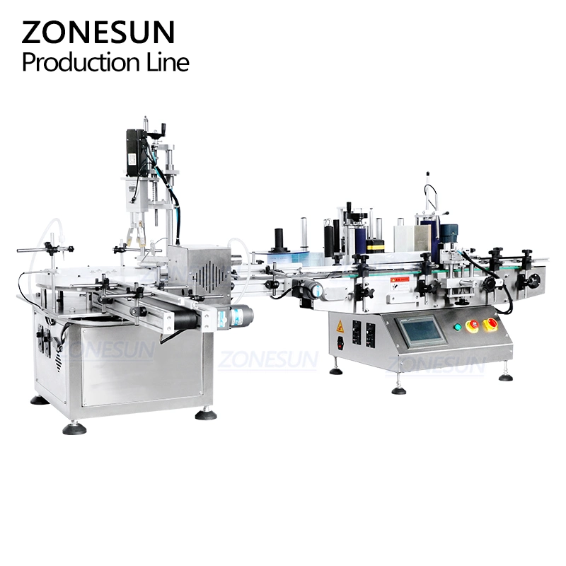 Zonesun Benchtop aceite automático llenado de botella pequeña máquina de etiquetado de tapado