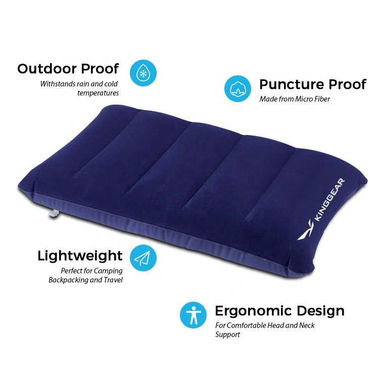 Kinggear Cheap Lightweight Environmentally Friendly PVC Square Travel Inflatable Camping Pillow