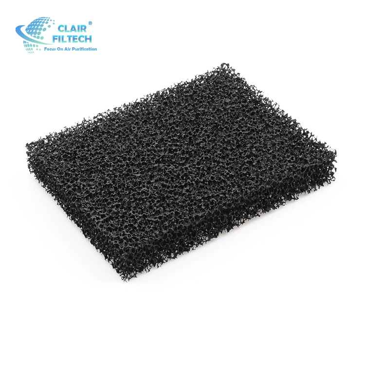 Customization Reticulated Polyurethane Foam Sponge Activated Carbon Filter High Density Purified Black Cotton Filter