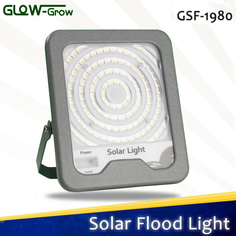 Foco Solar LED à prova de água IP66 de 400 W para pátios de jardim Decoração de casa com controlo remoto ótico inteligente