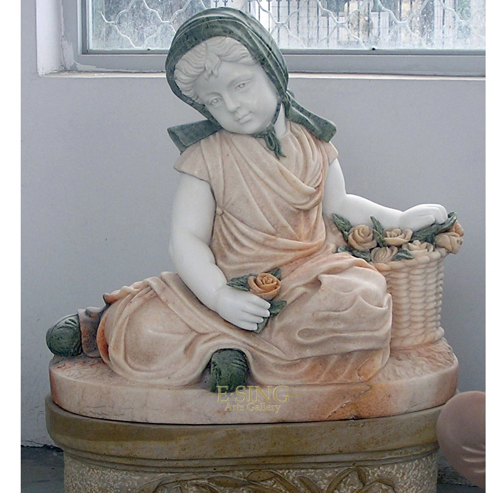 Natural White Marble Angel Girl Stone Statue for Sale