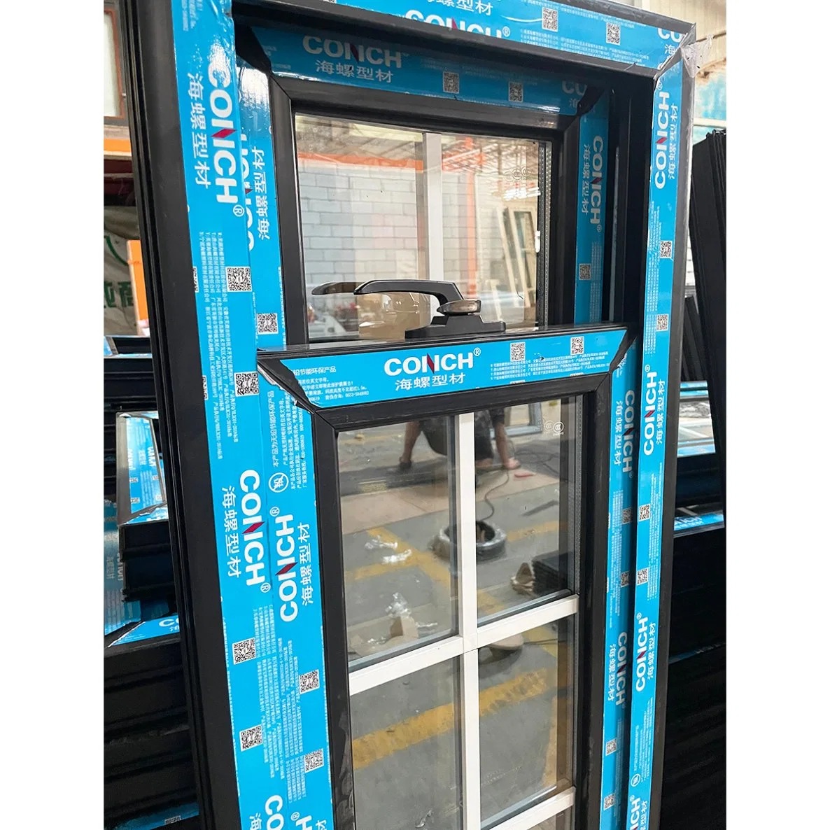 Wholesale/Supplier Hurricane Impact American Style UPVC Fibre Plastic Double Glazed Stained Glass Doors and Windows Guangzhou