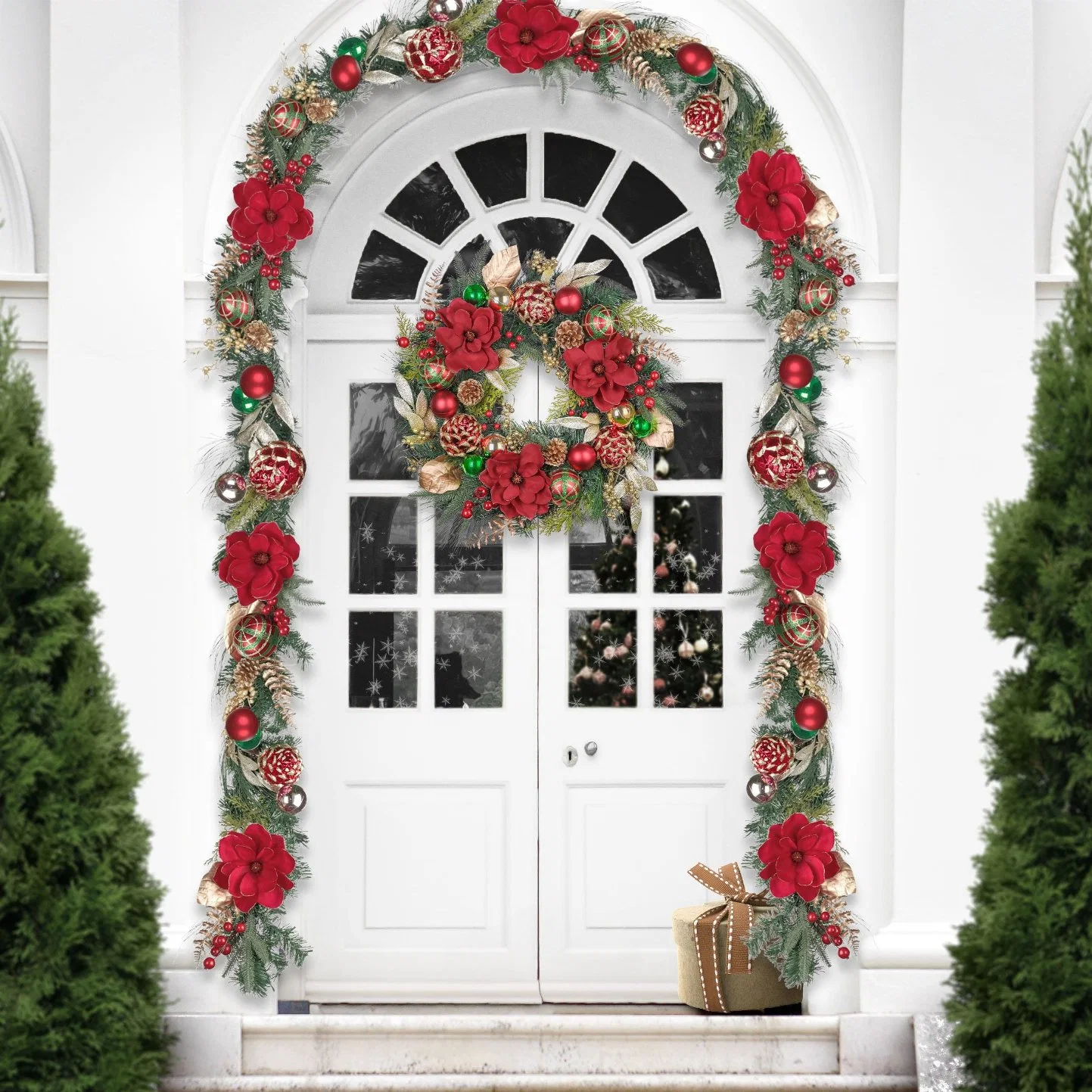 Xmas Door Wreath LED Light Decoration Gifts