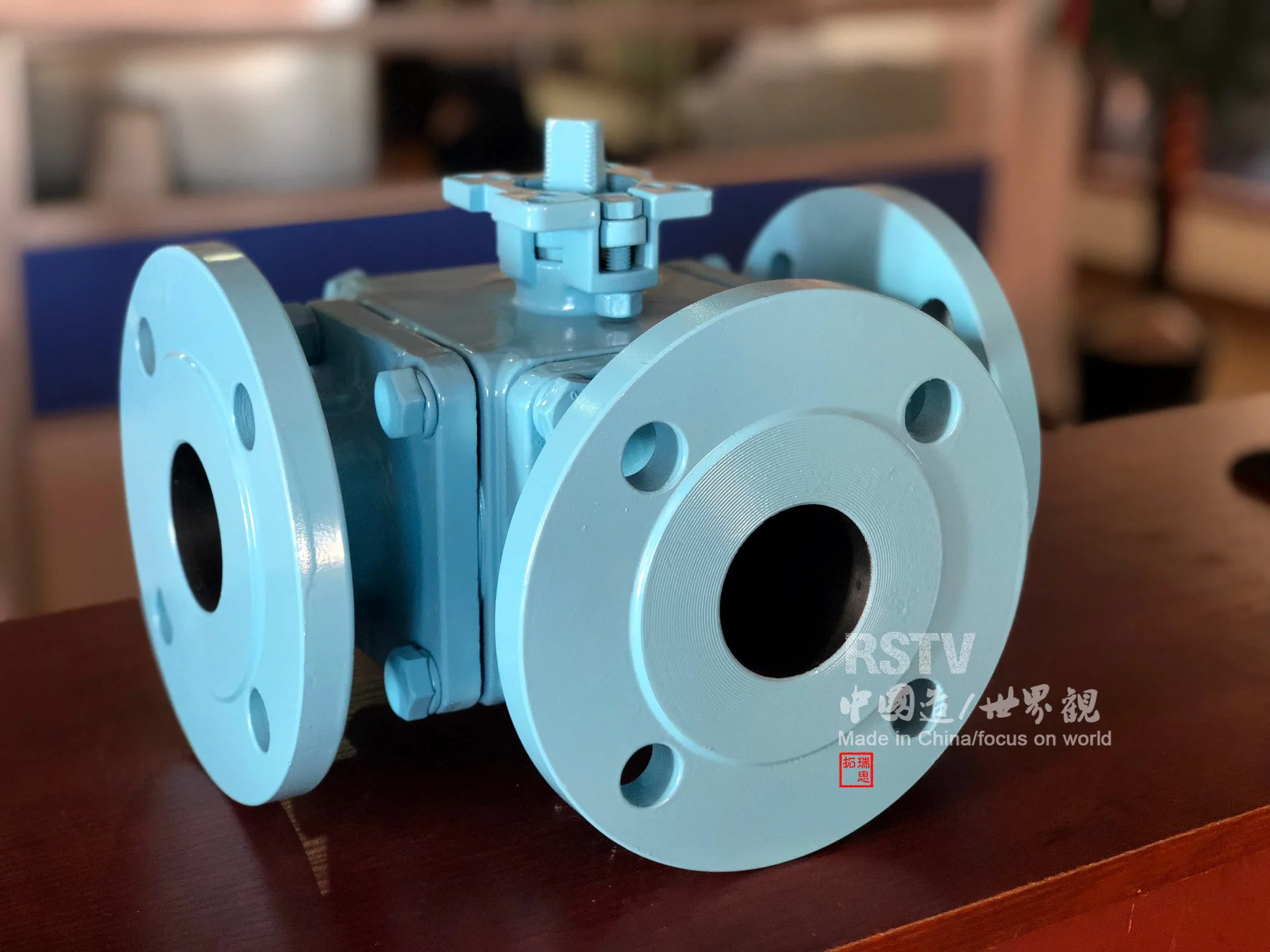 Stainless Steel Flanged End 3 Three Way Ball Valve Cast Steel CE/ISO Square Flange Pnematic/Electrical Operated L-Type, T-Type CF8m CF8 SS304 SS316 ISO5211