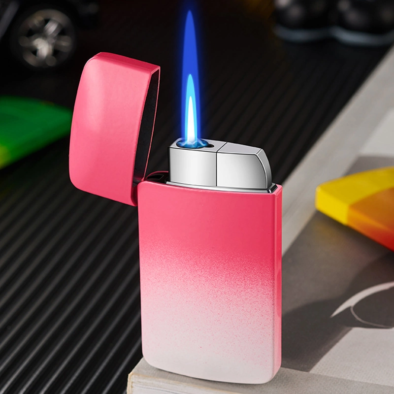 Thin Rainbow Pocket Color Lighter Creative Cigar Fire Gradient Refillable Gas Windproof Fashion Women Lighter