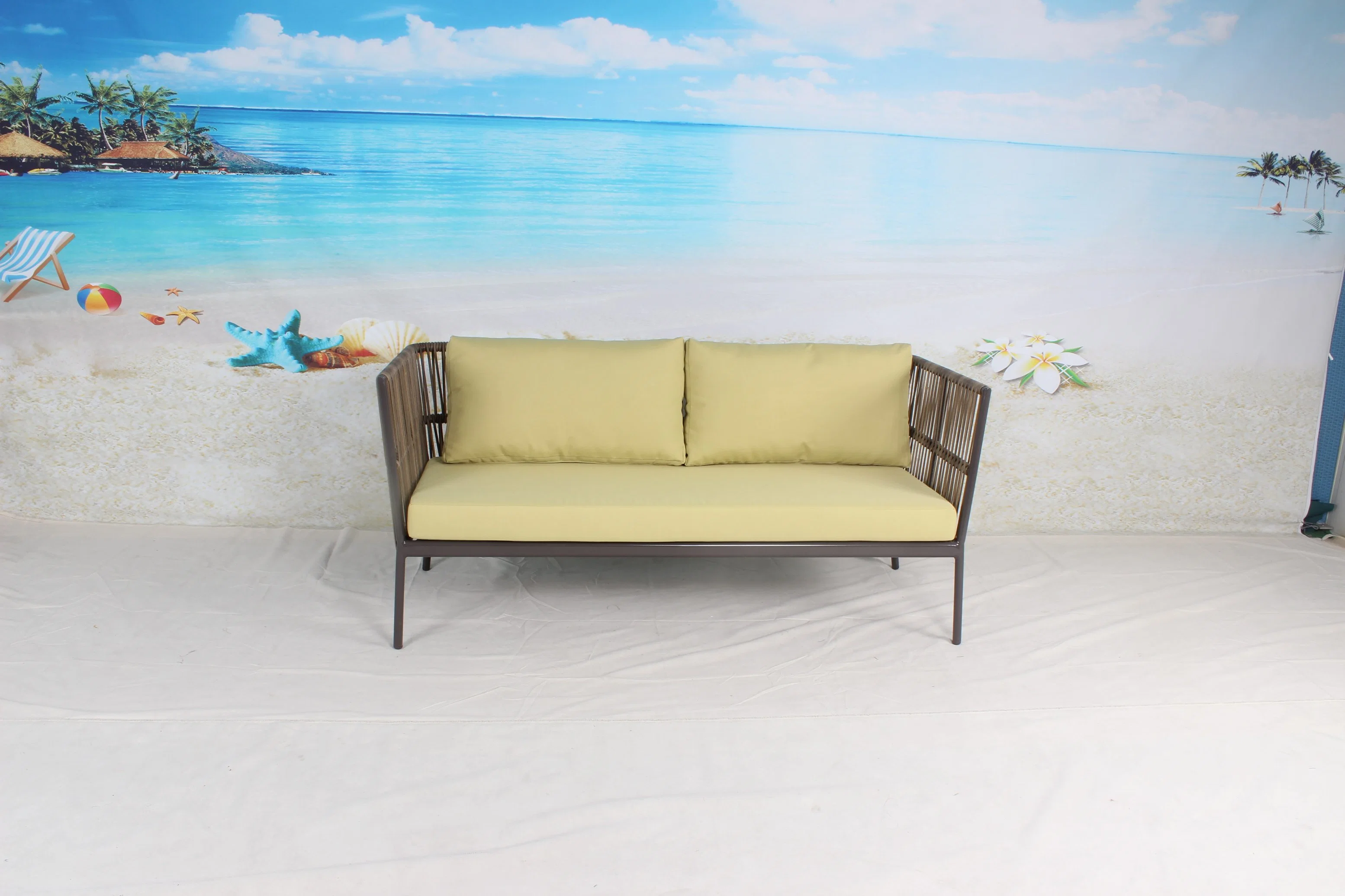 Soft Cushion Garden Sofa for Hotel Resort Villa Half Round Rattan Sofa