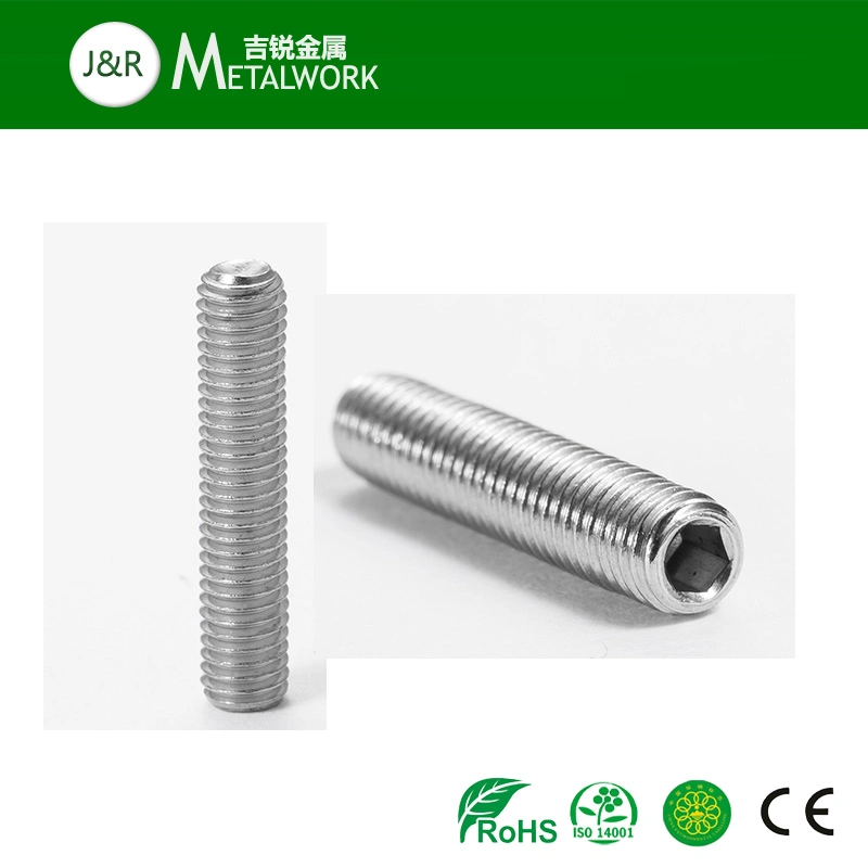 M12 M16 hexagonal de acero inoxidable con tornillo de ajuste de punta plana (DIN913)