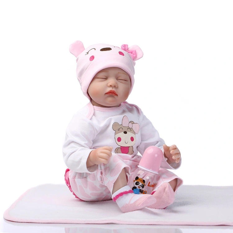 Reborn Sleeping Baby Girl Doll Soft Vinyl Lifelike Realistic 22 Inch Weighted Newborn Dolls Gift Set