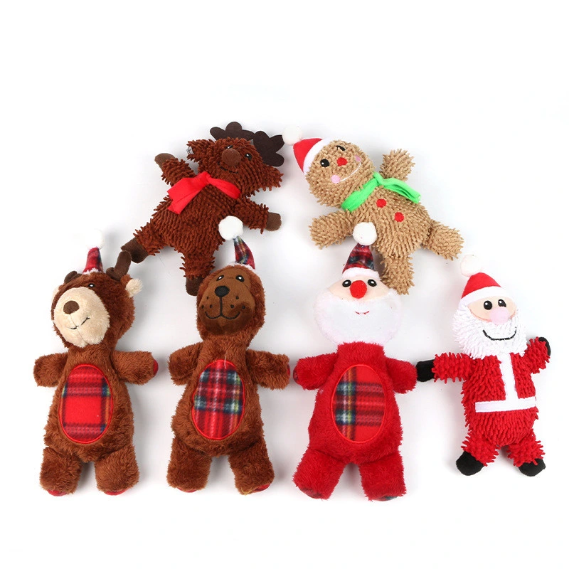 Comercio al por mayor los juguetes de Navidad PERRO PERRO Gato como mascota conjunto Chew Squeaky Toy juguete de peluche perro Navidad duradero