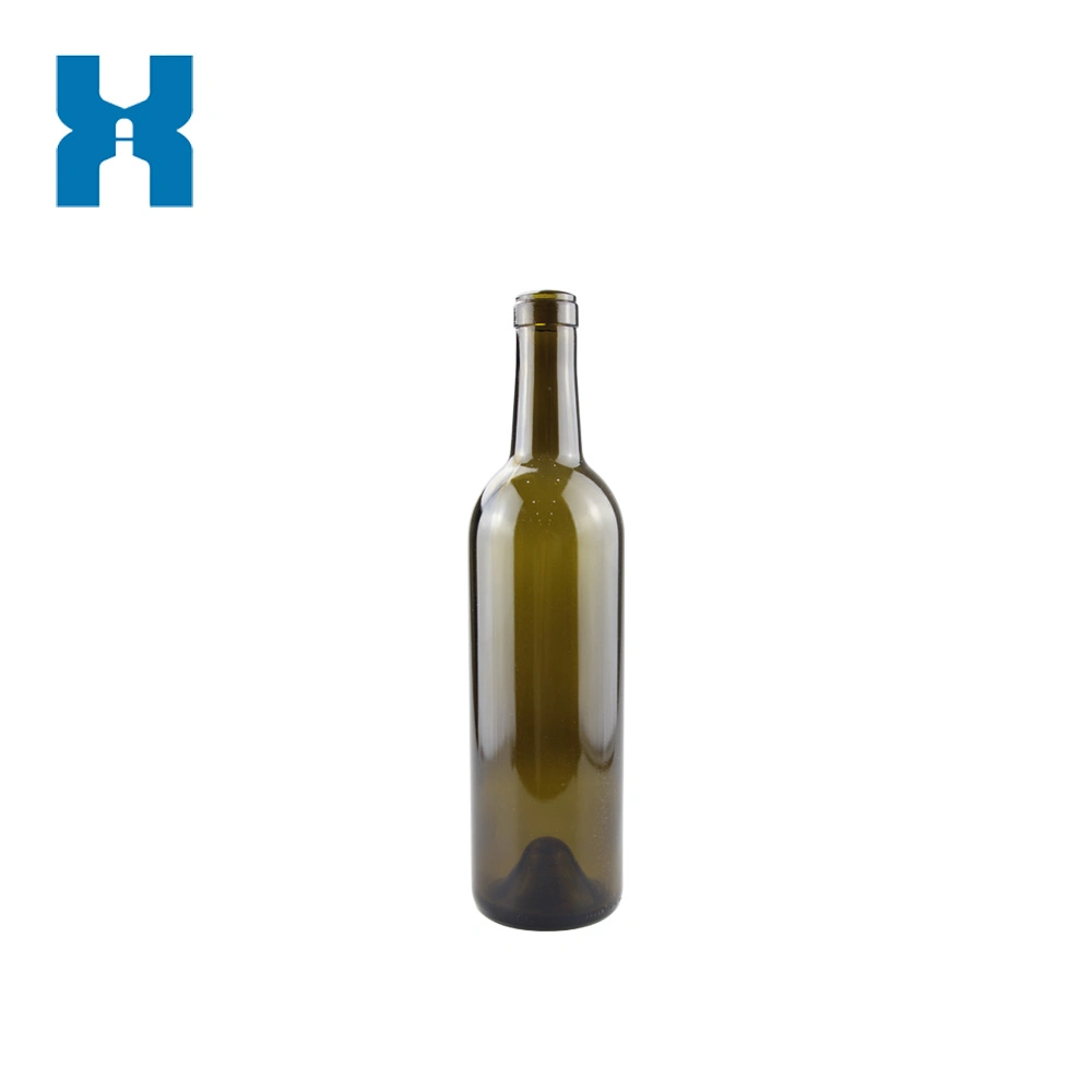 750ml Glass California Hock Wine Bottle Flat-Bottomed Cork Finish - Case of 12 - Champagne Green