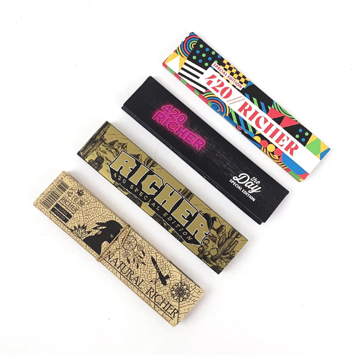 Richer Brand Brown Rolling Paper Smoking Black Package 1 1/4 Size