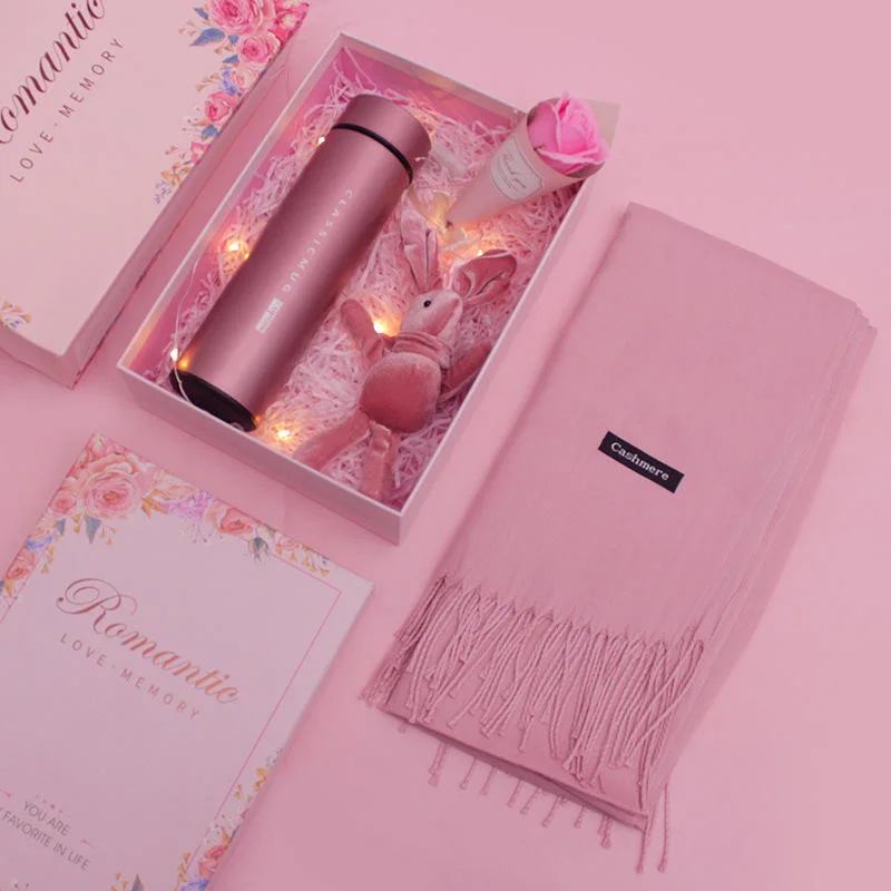 Winter Warm Three-Piece Scarf Gift Box Thermos Cup Gift Sets for Women