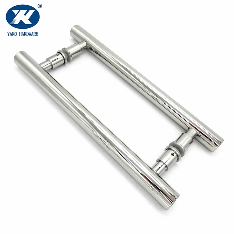 Stainless Steel H Shape Round Tube Double Side Back to Back Pull Handle Frameless Door Pull Handle