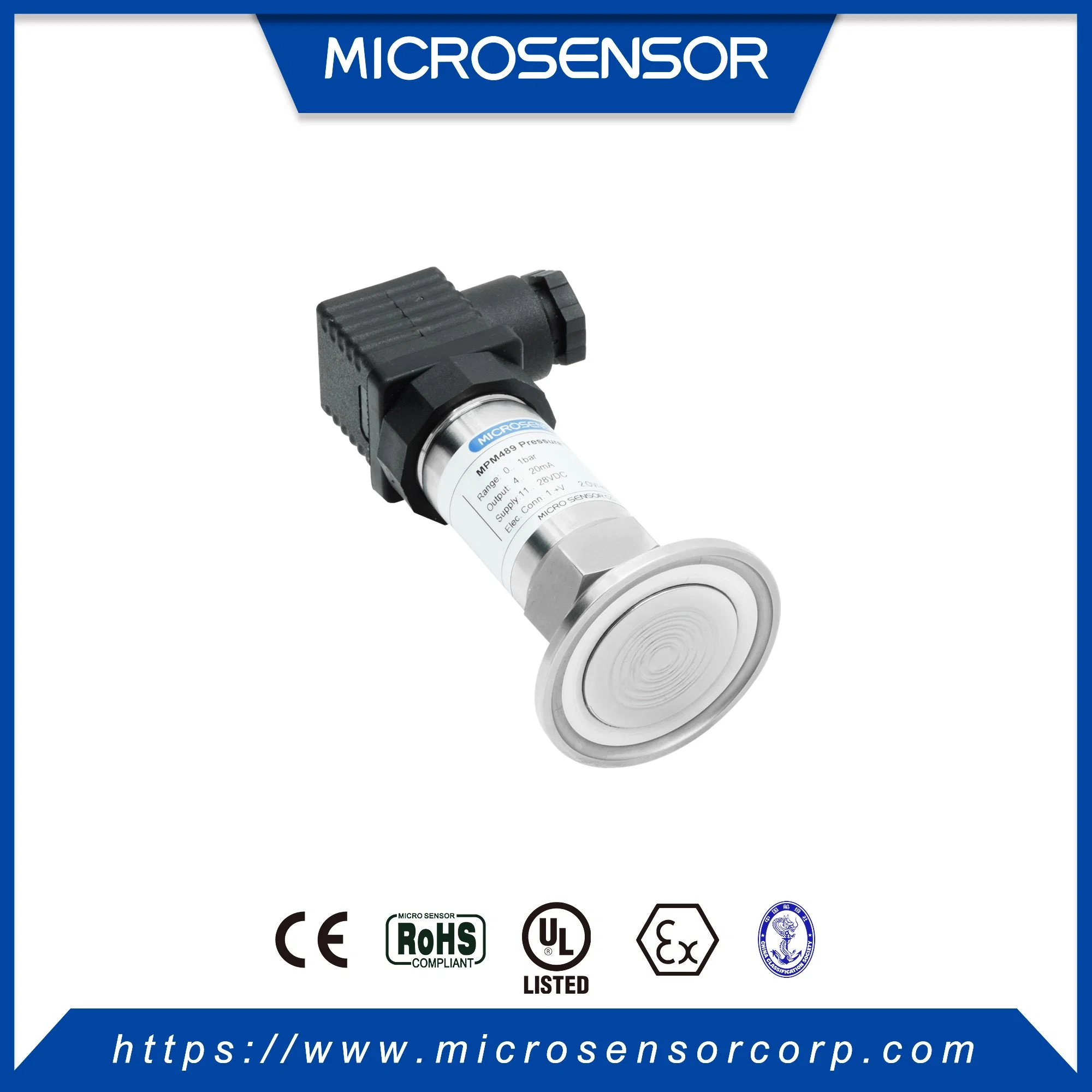 Microsensor antideflagrantes ATEX el agua del depósito de aceite de uso del sensor de presión de 4 a 20mA piezo-resistivo Transmisor de presión personalizada MPM489