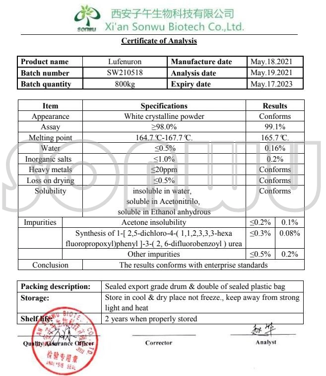 Sonwu Supply Pharmaceutical Chemical Pesticide Lufenuron