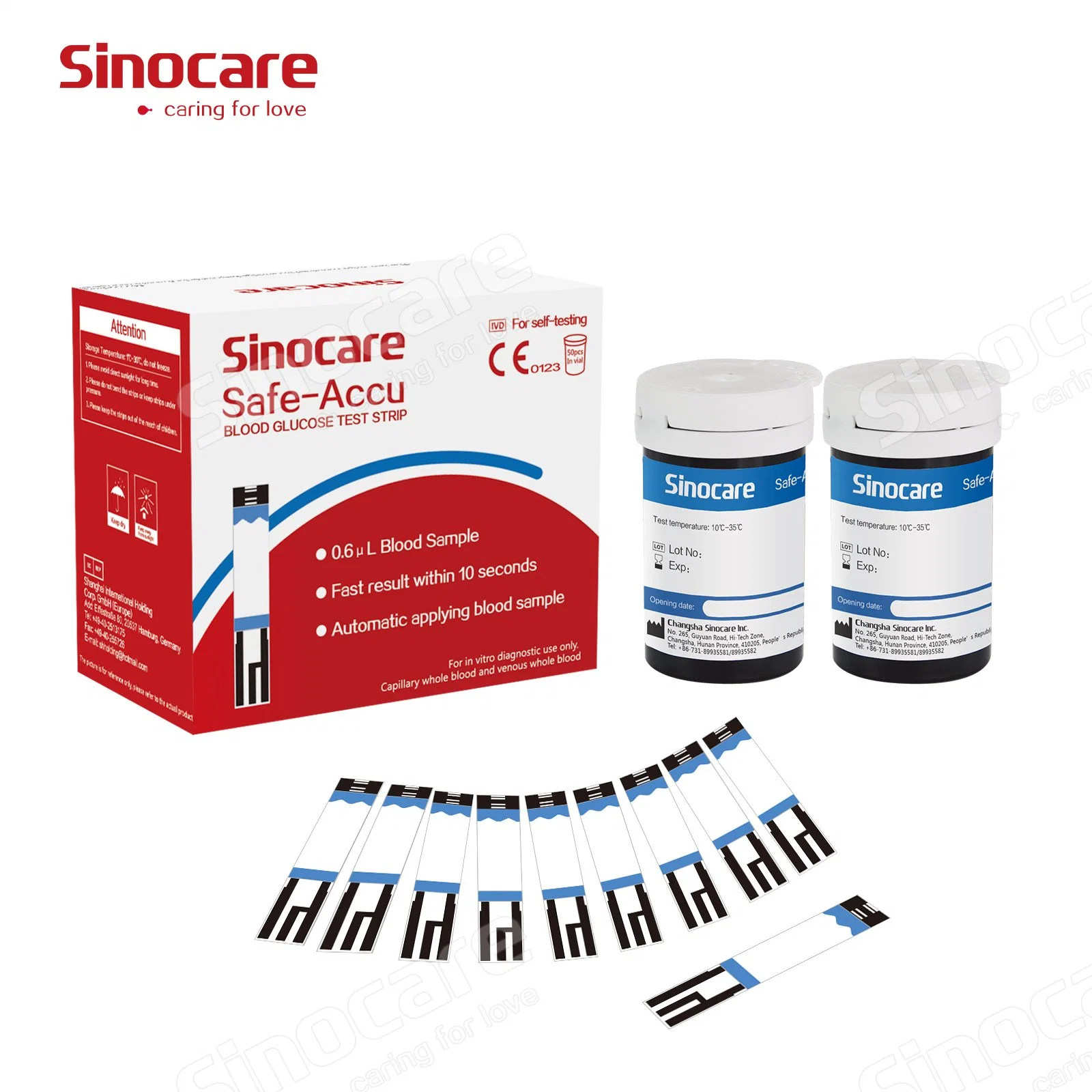 Sinocare hôpital de soins à domicile de votre glucomètre portable Code libre de sucre sanguin rapide Vérifier glucomètre