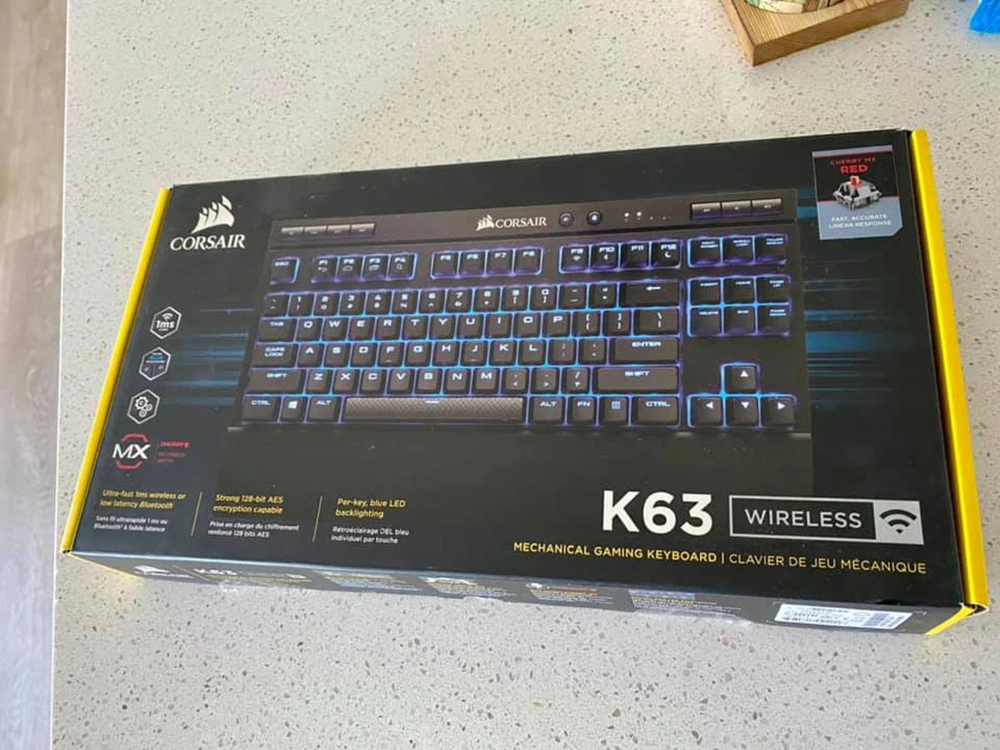 Corsair K63 Wireless Mechanical Gaming Keyboard, Backlit Blue LED Desktop Keyboard