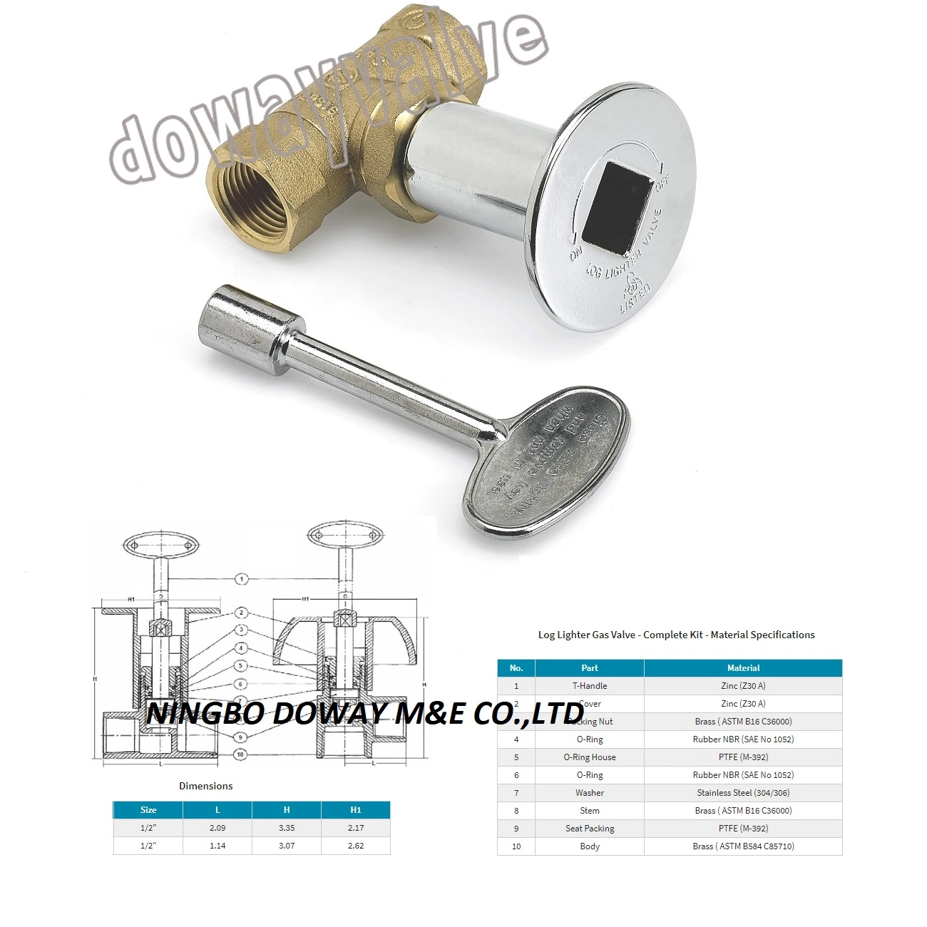 Fabrik Custom Messing Erdgas Log Feuerzeug Ventil Kits