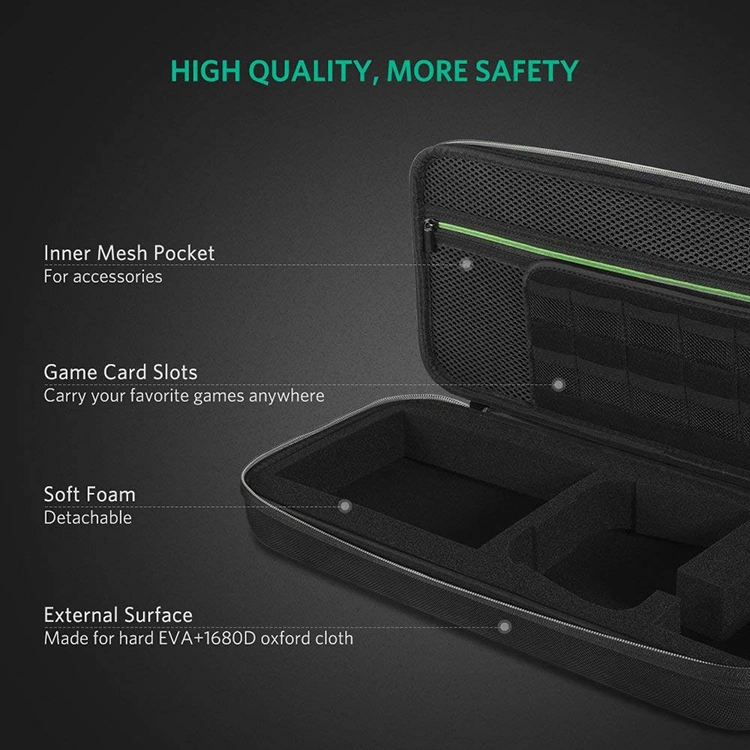 Black Hard Shell Waterproof Portable Protective Switch EVA Hard Bag/Travel Handled Game Control Case