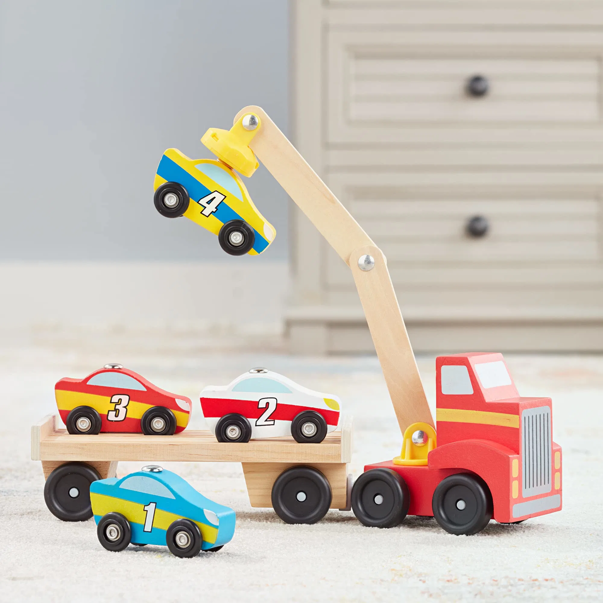 Heißer Verkauf Magnetic Car Loader Holzfahrzeug Spielzeug für Kinder 3 Jahre